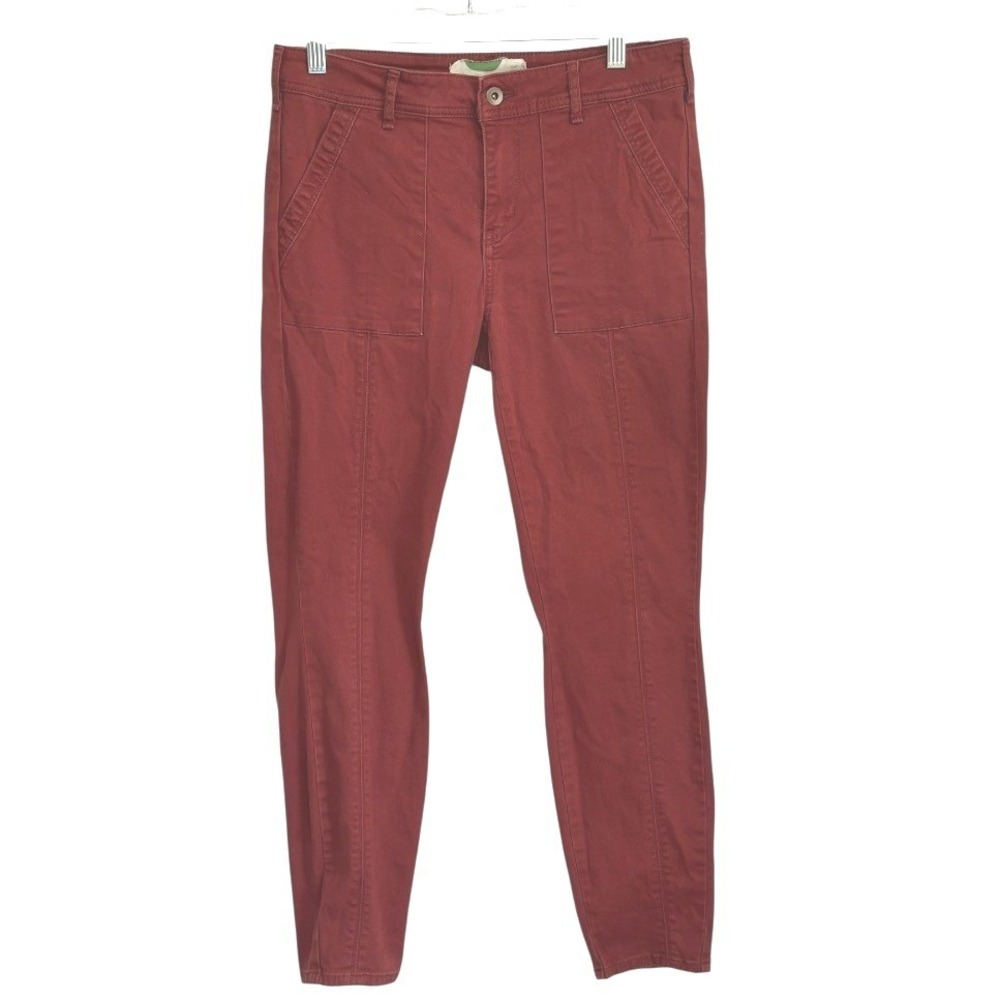 Anthropologie Pilcro Serif Seamed Utility Dyed Skinny Chinos Rust Red‎ Earthy 29